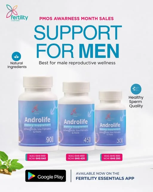 Three sizes of Androlife bottles in the Support for Men Instagram post